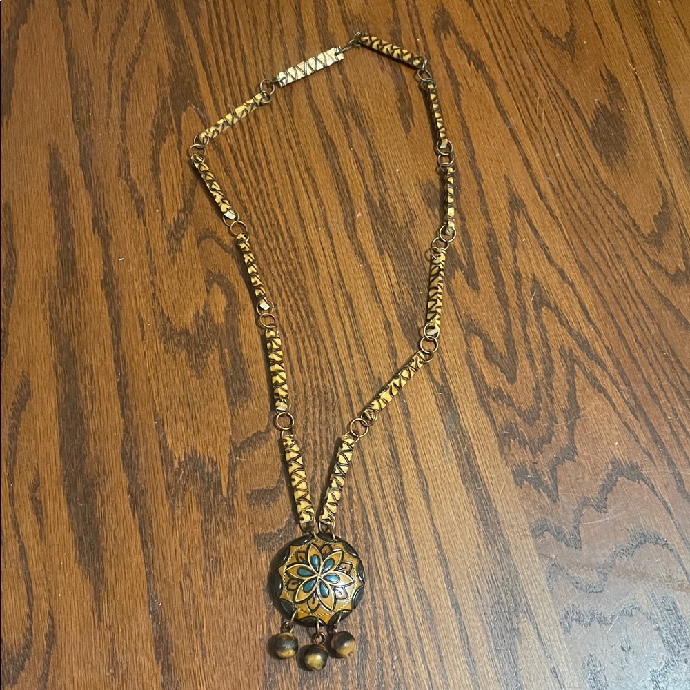 Hand etched Floral Pendant Necklace